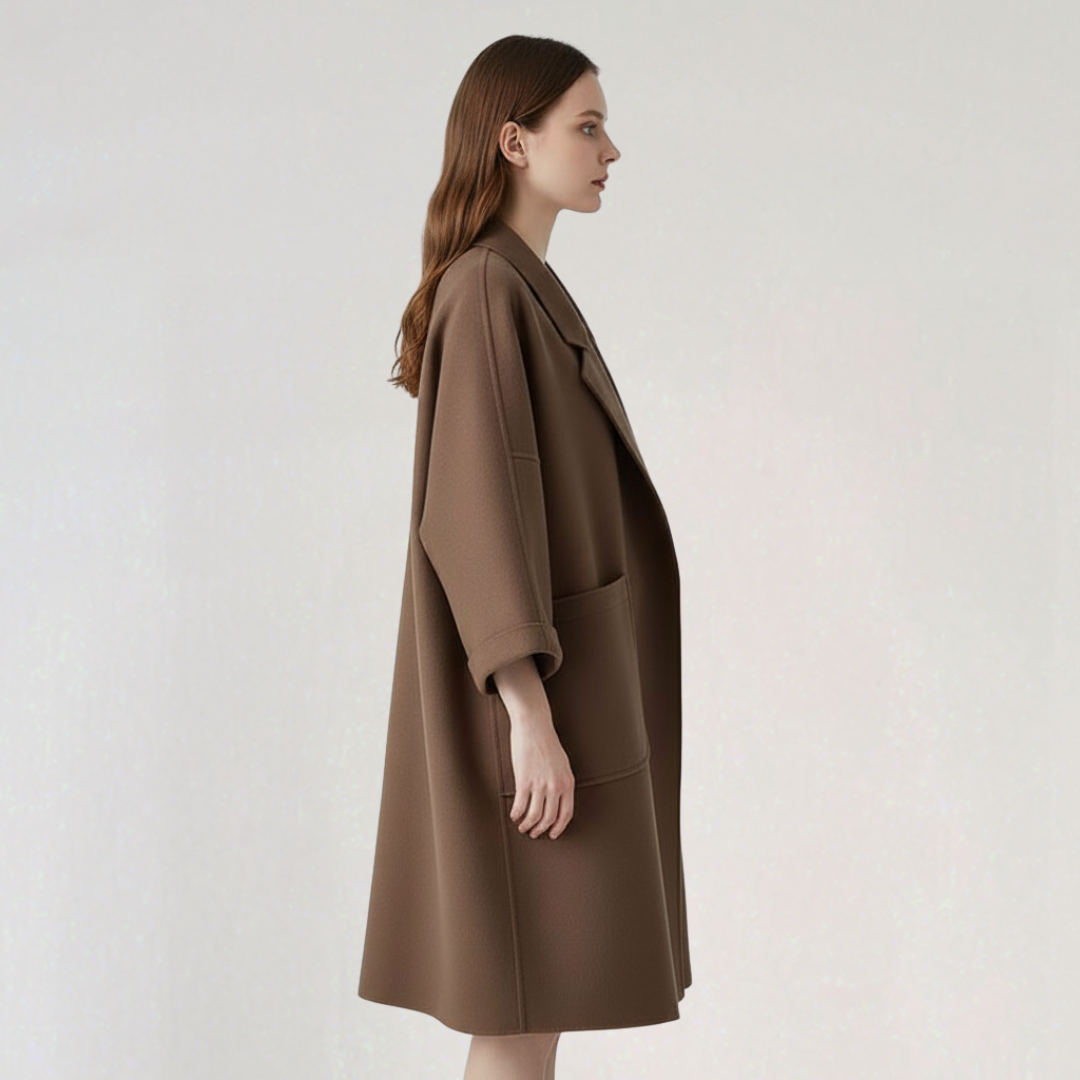 Manteau Long Oversize avec Poches pour Femme