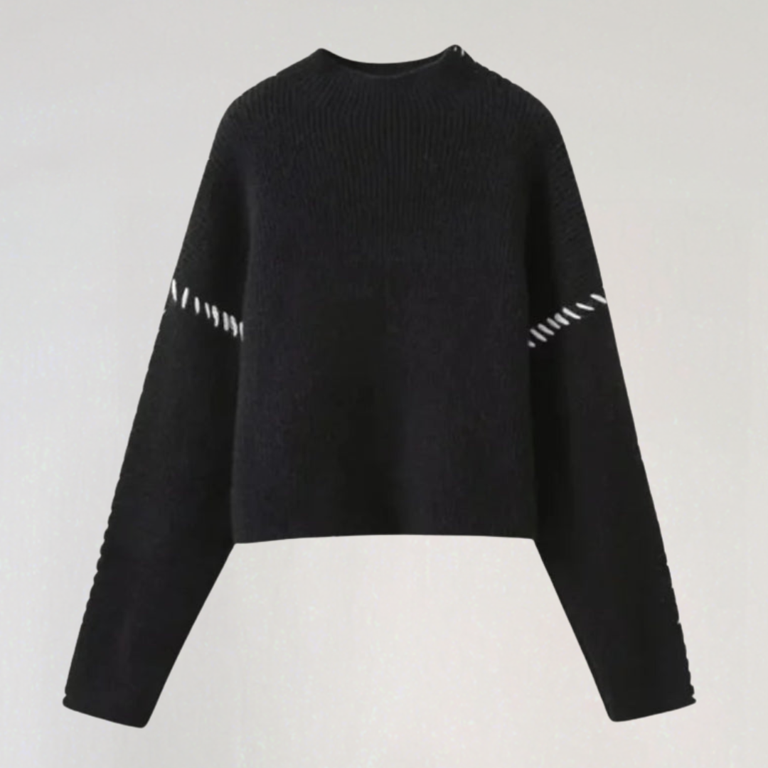 Pull Oversize Femme à Coutures Contrastées