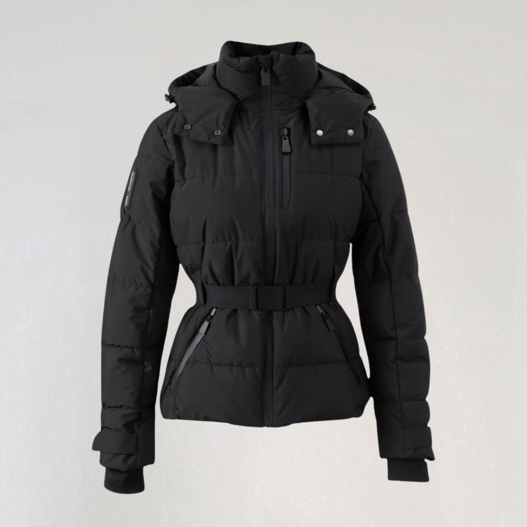 Veste De Ski Noire avec Ceinture pour Femme