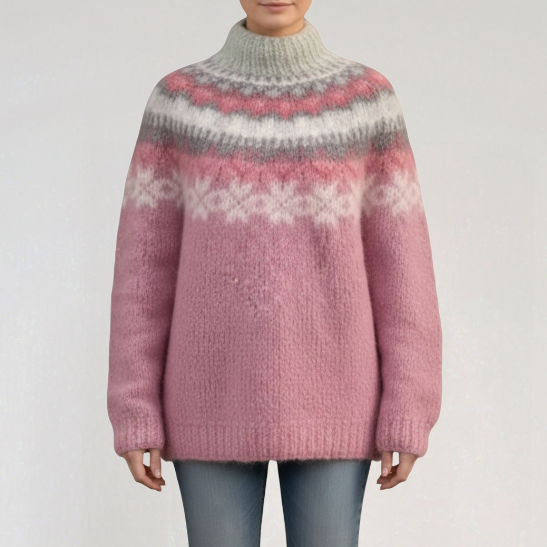 Pull Nordique à Col Rond pour Femme