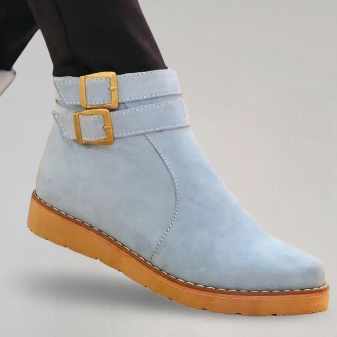 Bottines Femme à Double Boucle et Talon Bas
