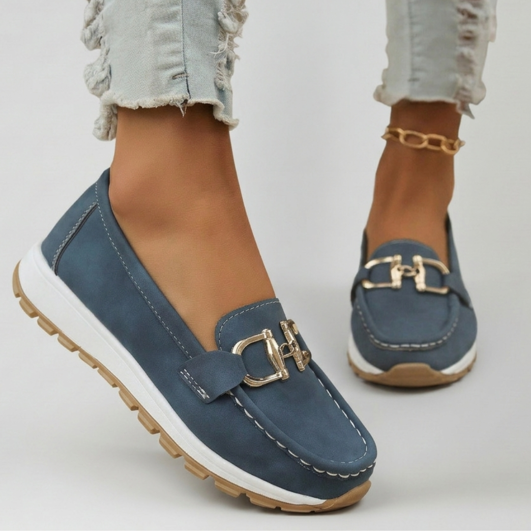 Mocassins Femme Slip-On avec Détail Chaîne