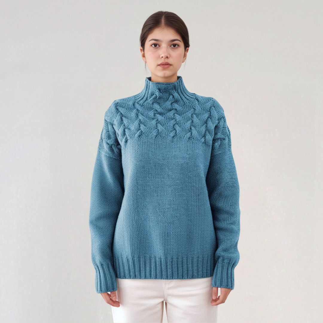 Pull Col Roulé Torsadé Grosse Maille