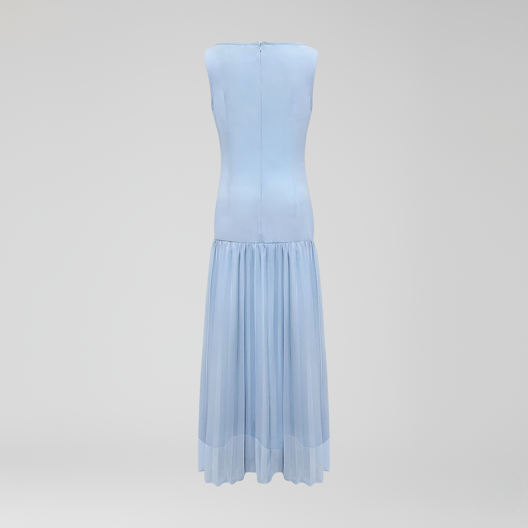 Robe longue plissée femme sans manches