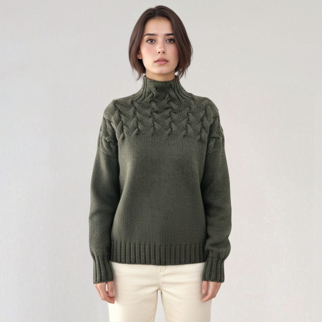 Pull Col Roulé Torsadé Grosse Maille