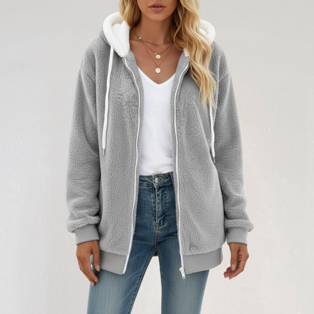 Veste Femme Zippée à Capuche Décontractée