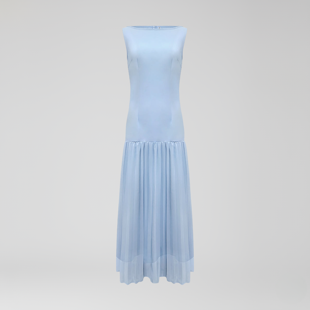 Robe longue plissée femme sans manches