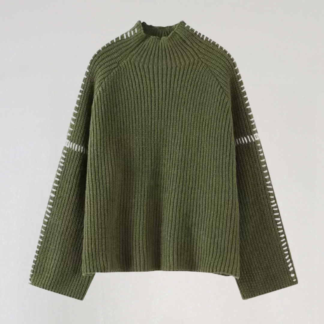 Pull Oversize Femme à Coutures Contrastées