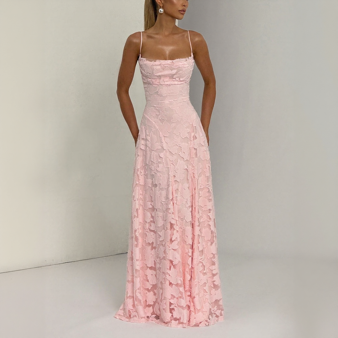 Robe longue à bretelles fines à imprimé fleuri