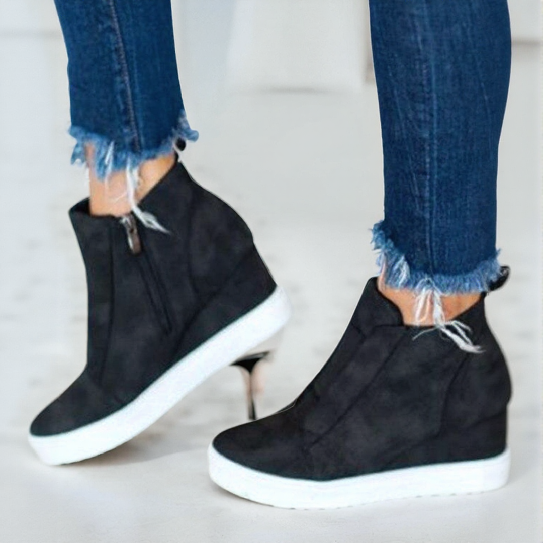 Bottines à Plateforme avec Fermeture Éclair Latérale