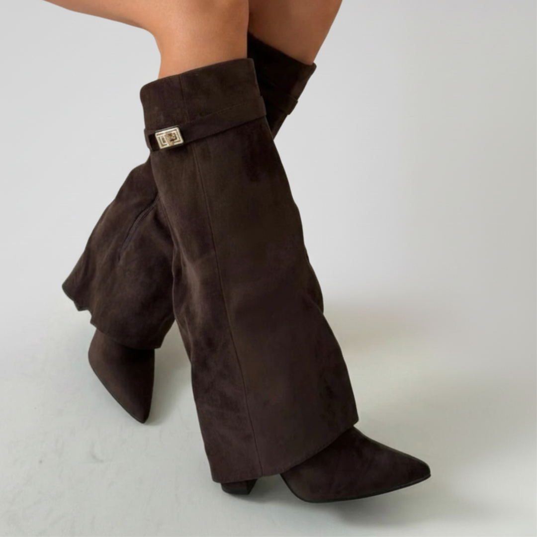 Bottes Hautes à Tige Évasée et Talon Bloc