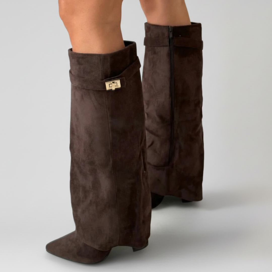 Bottes Hautes à Tige Évasée et Talon Bloc