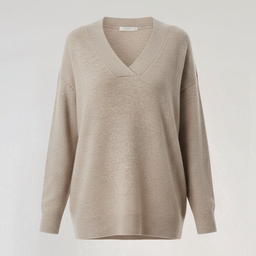 Pull à Col en V à Manches Longues pour Femme