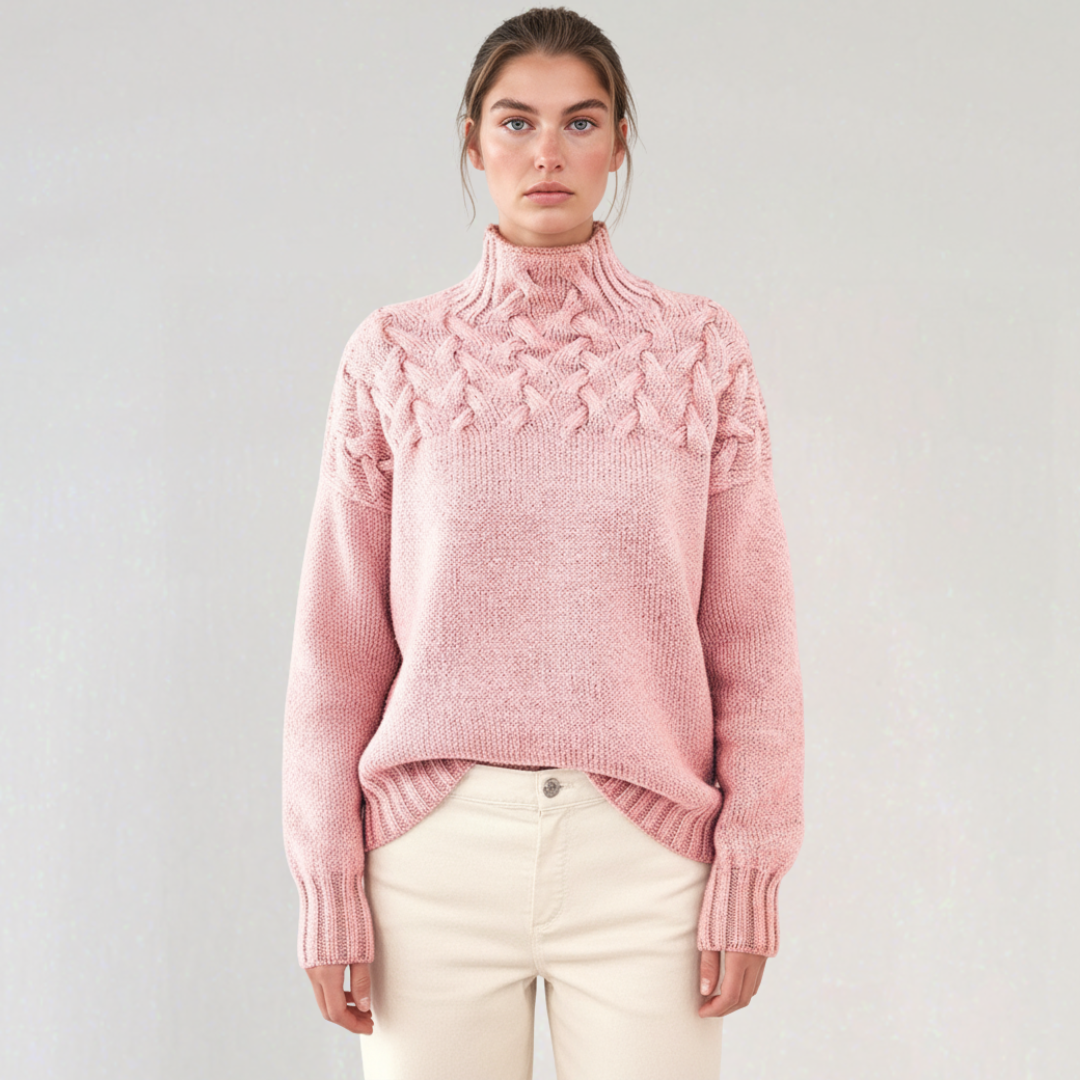 Pull Col Roulé Torsadé Grosse Maille