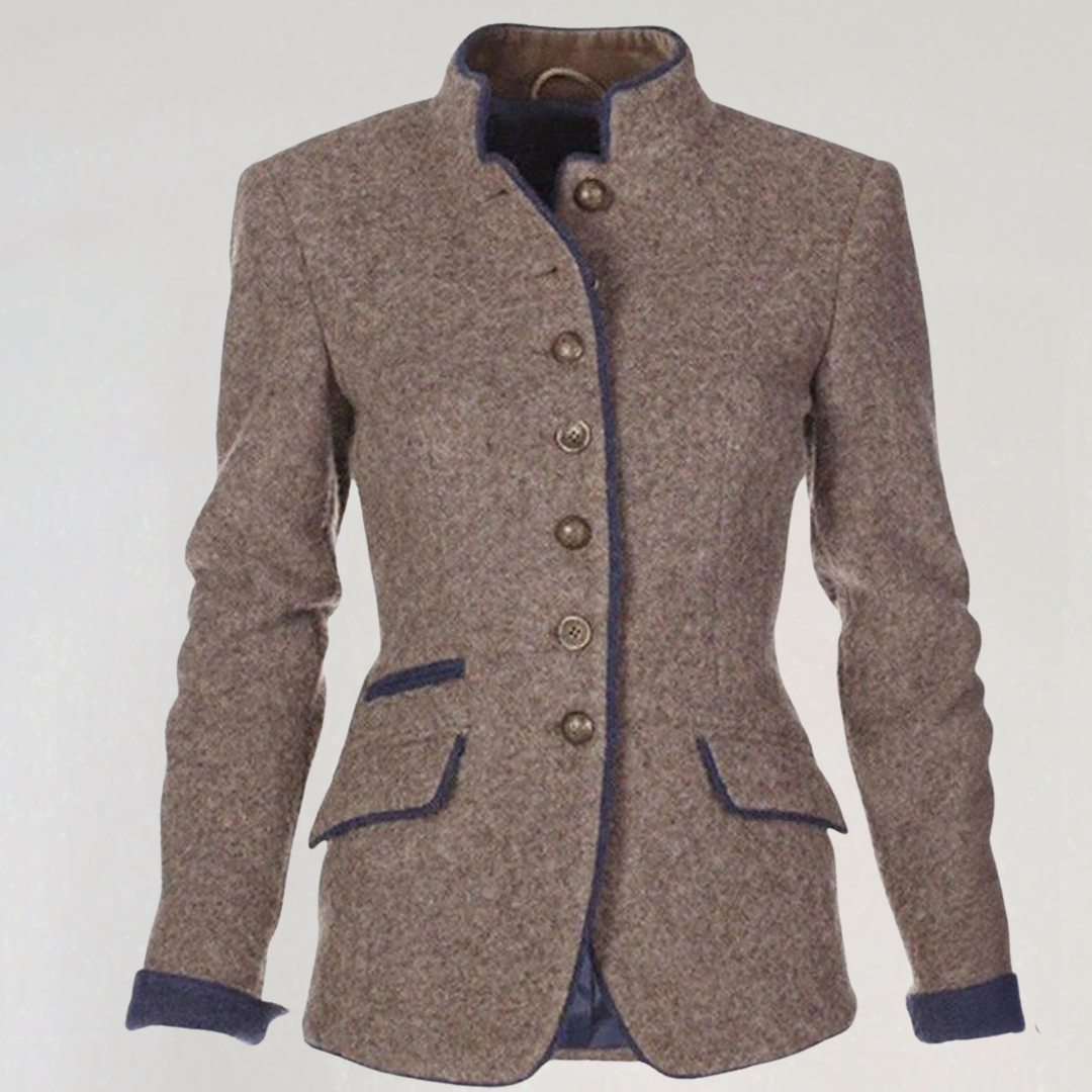 Blazer à Col Officier avec Boutons pour Femme