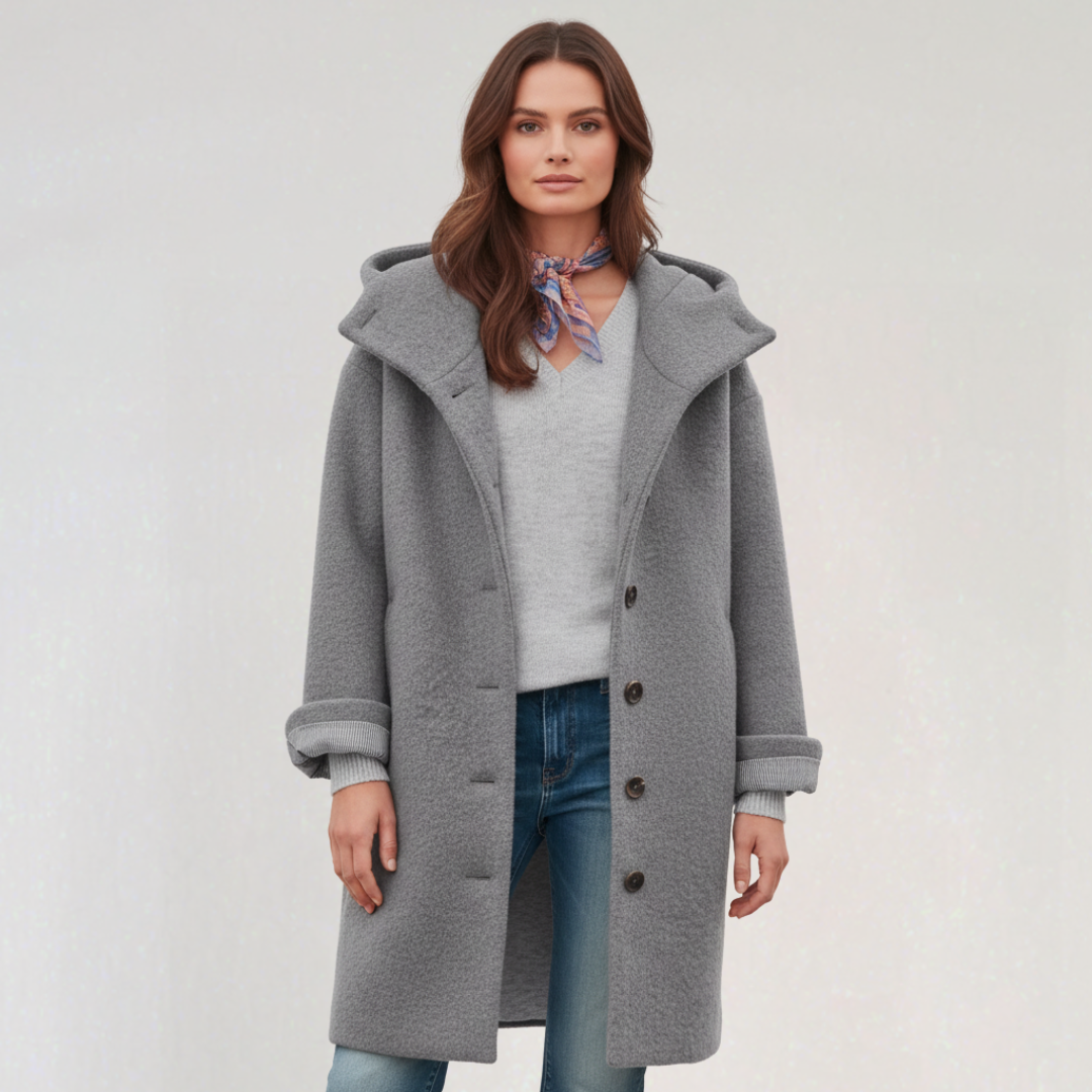 Manteau à Capuche avec Boutons pour Femme