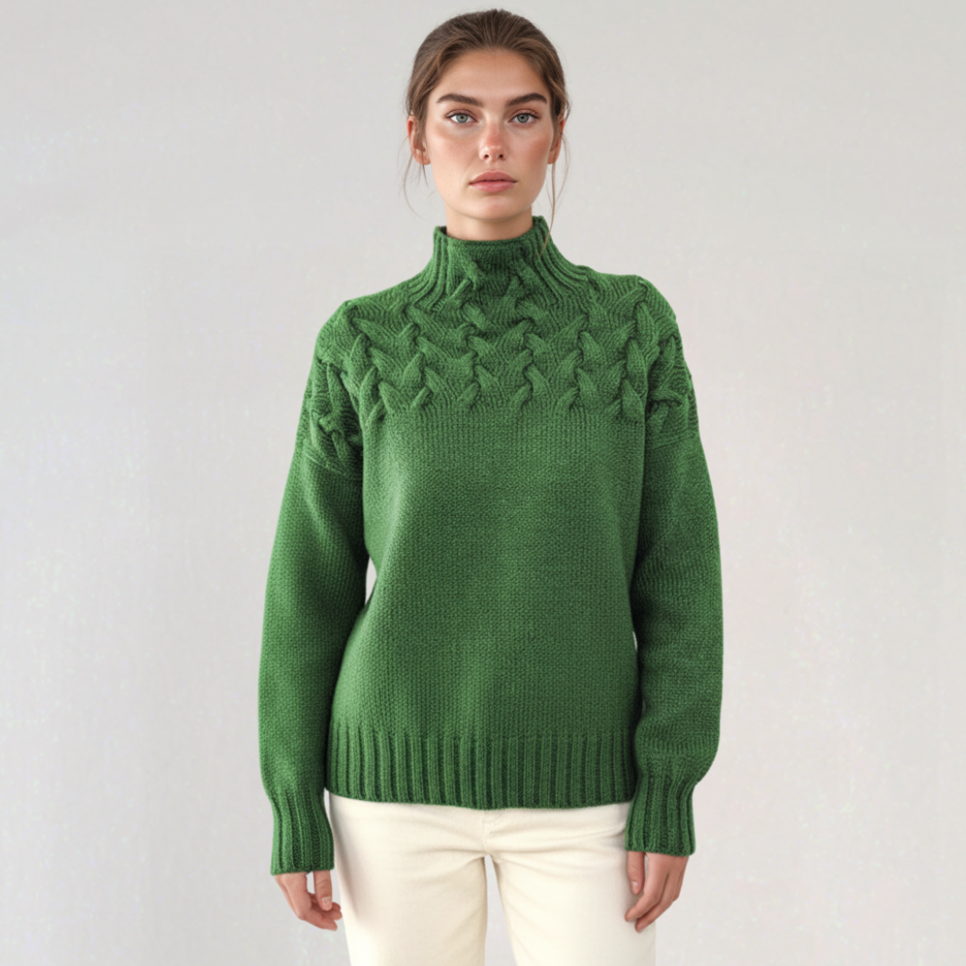 Pull Col Roulé Torsadé Grosse Maille