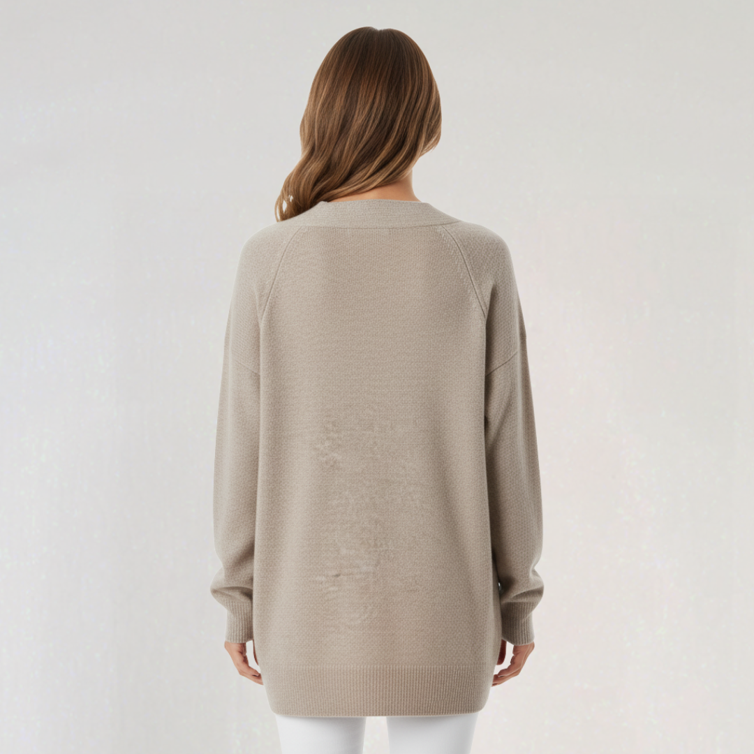 Pull à Col en V à Manches Longues pour Femme