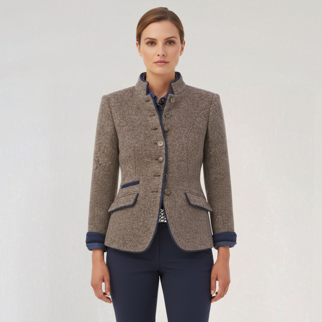 Blazer à Col Officier avec Boutons pour Femme