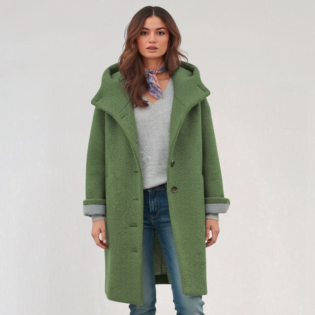 Manteau à Capuche avec Boutons pour Femme