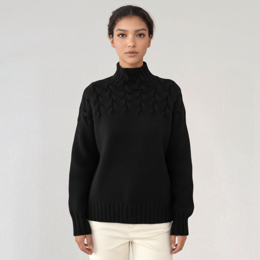 Pull Col Roulé Torsadé Grosse Maille