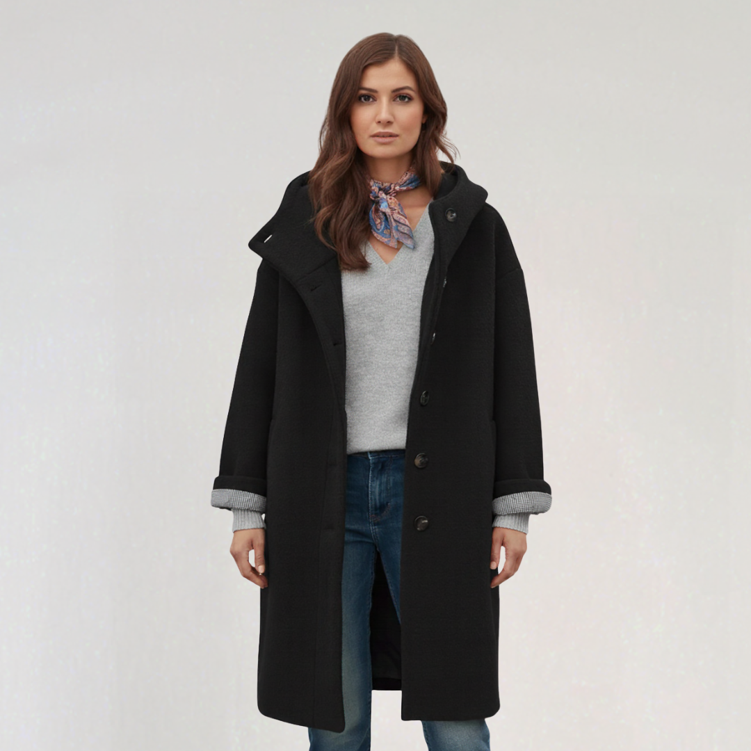 Manteau à Capuche avec Boutons pour Femme