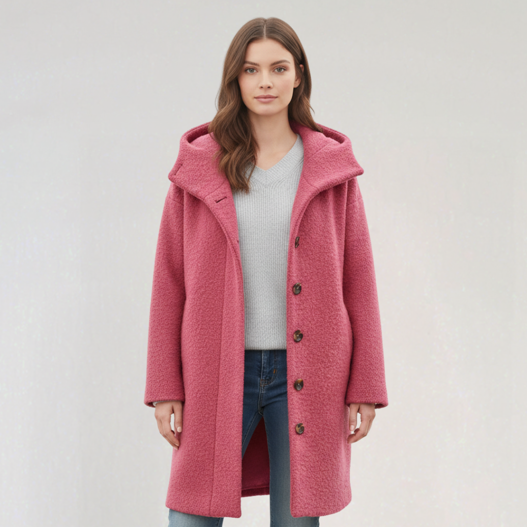 Manteau à Capuche avec Boutons pour Femme