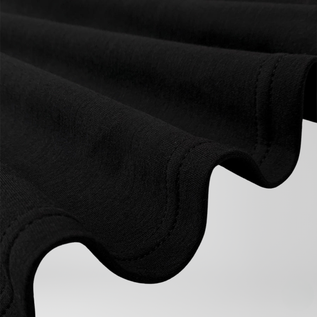 Robe midi noire femme à manches bouffantes et boutons dorés