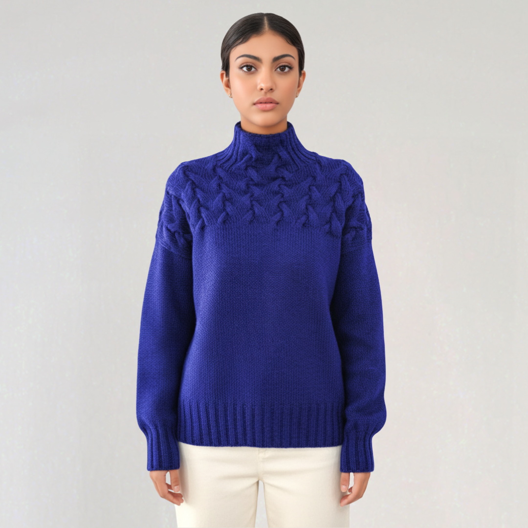 Pull Col Roulé Torsadé Grosse Maille