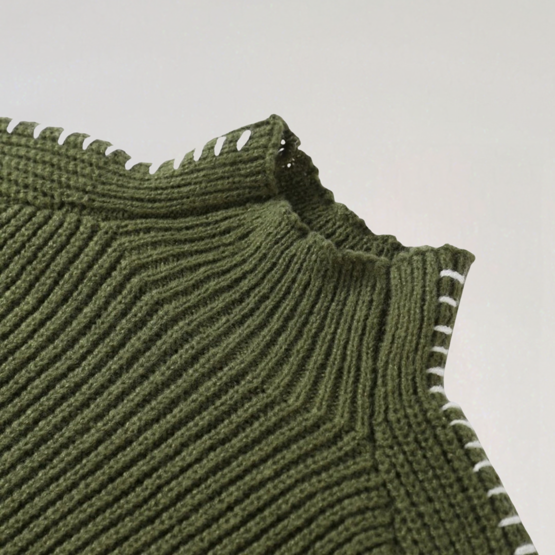 Pull Oversize Femme à Coutures Contrastées