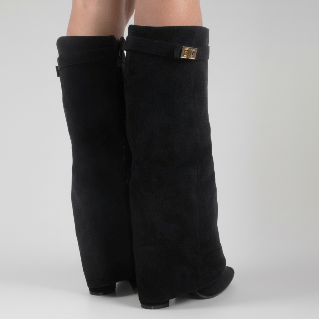 Bottes Hautes à Tige Évasée et Talon Bloc