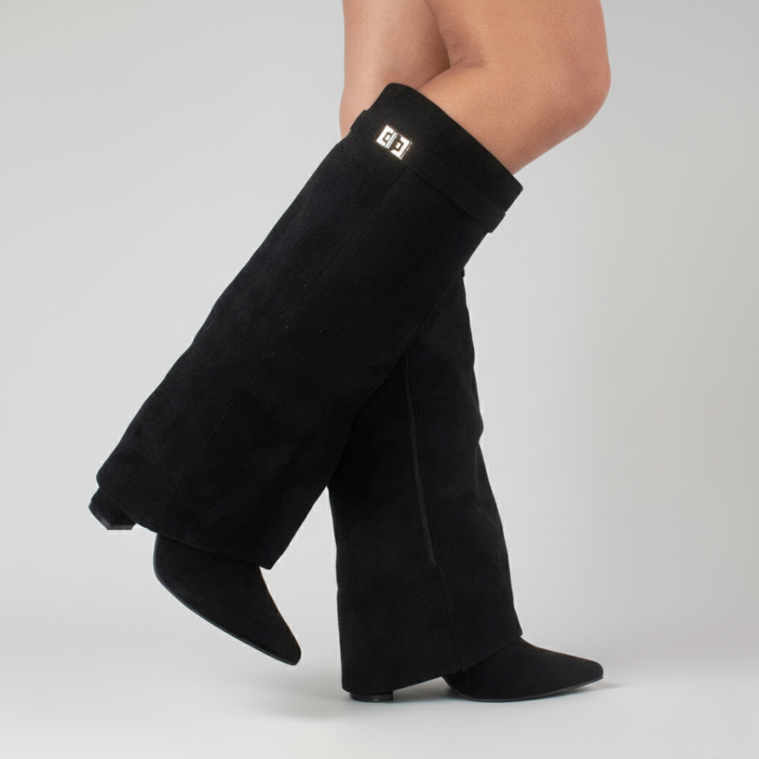 Bottes Hautes à Tige Évasée et Talon Bloc