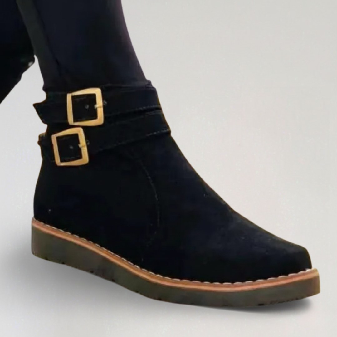 Bottines Femme à Double Boucle et Talon Bas