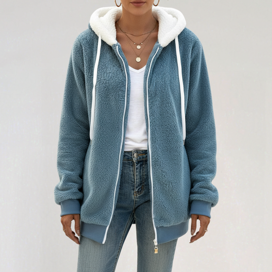 Veste Femme Zippée à Capuche Décontractée