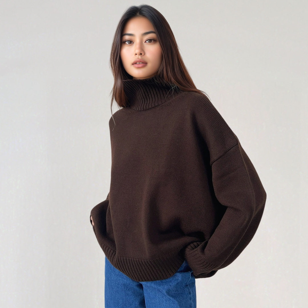 Pull à Col Roulé Oversize pour Femme