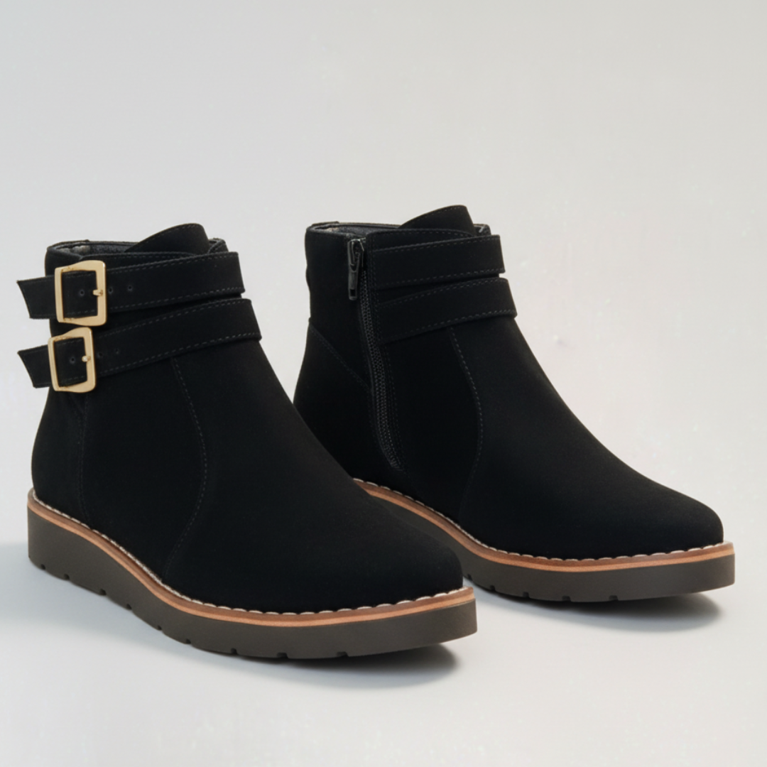 Bottines Femme à Double Boucle et Talon Bas