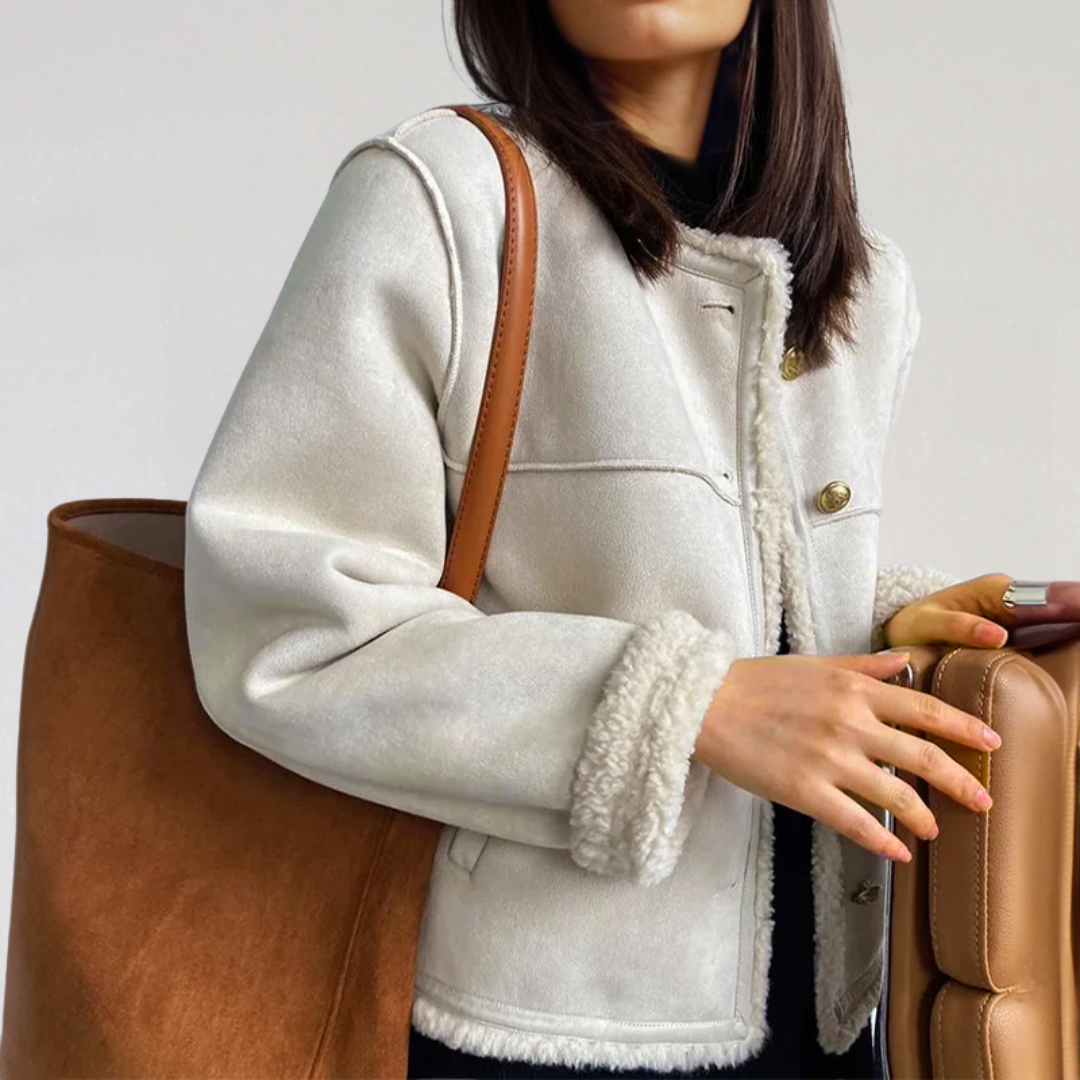 Veste Courte Femme avec Détails Contrastés