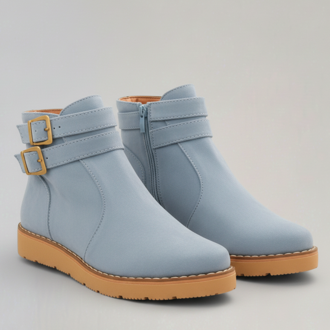 Bottines Femme à Double Boucle et Talon Bas