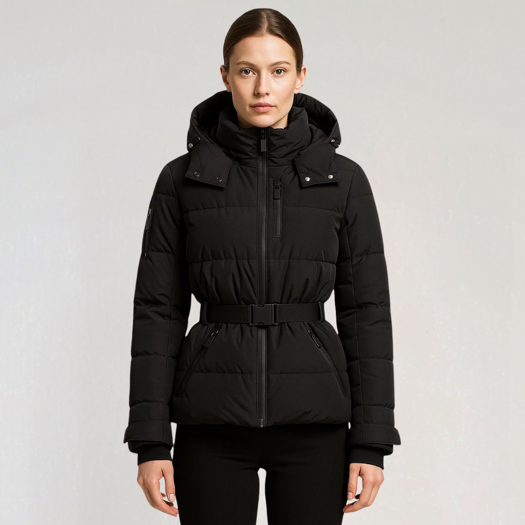 Veste De Ski Noire avec Ceinture pour Femme