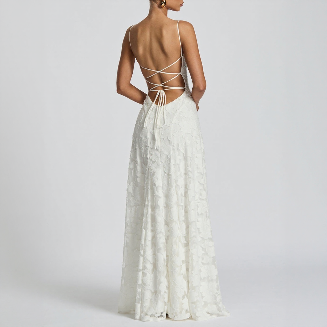 Robe longue à bretelles fines à imprimé fleuri