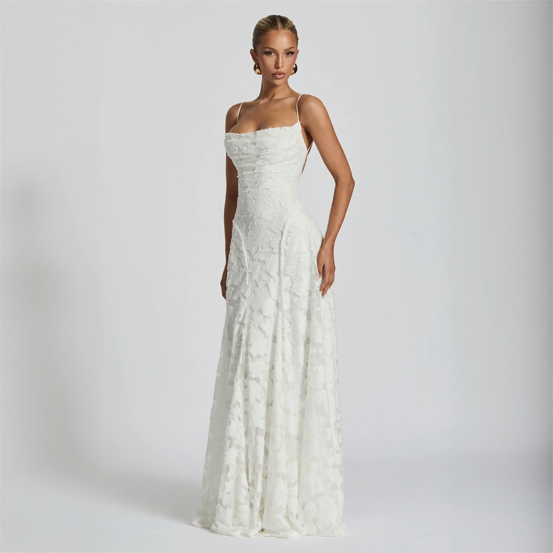 Robe longue à bretelles fines à imprimé fleuri