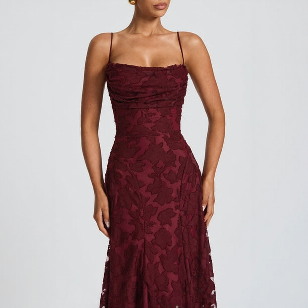 Robe longue à bretelles fines à imprimé fleuri