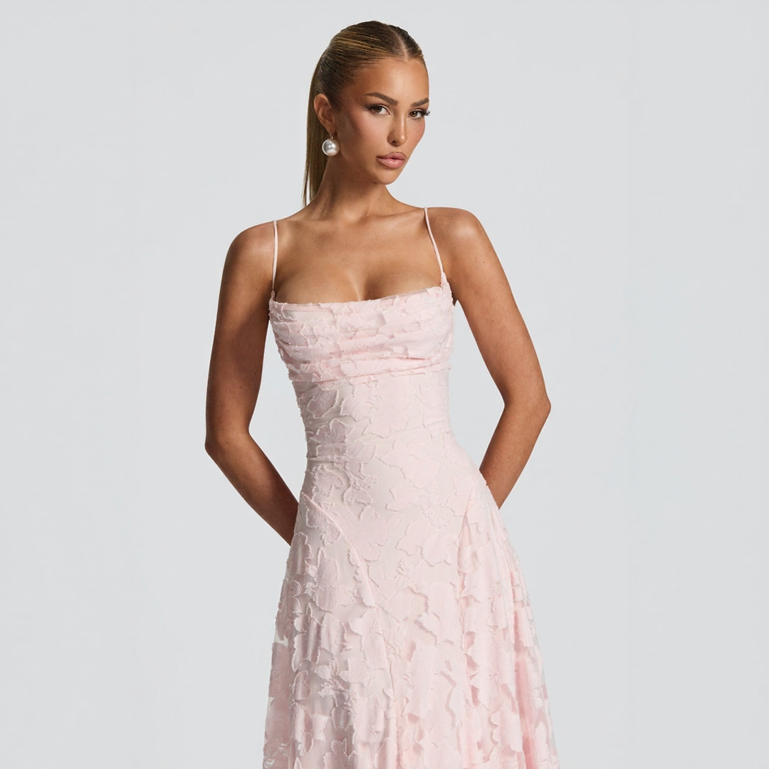 Robe longue à bretelles fines à imprimé fleuri