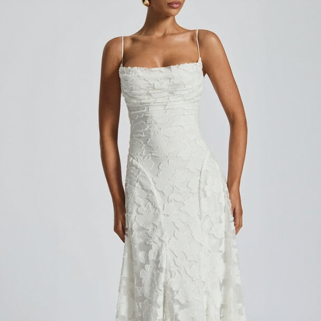 Robe longue à bretelles fines à imprimé fleuri
