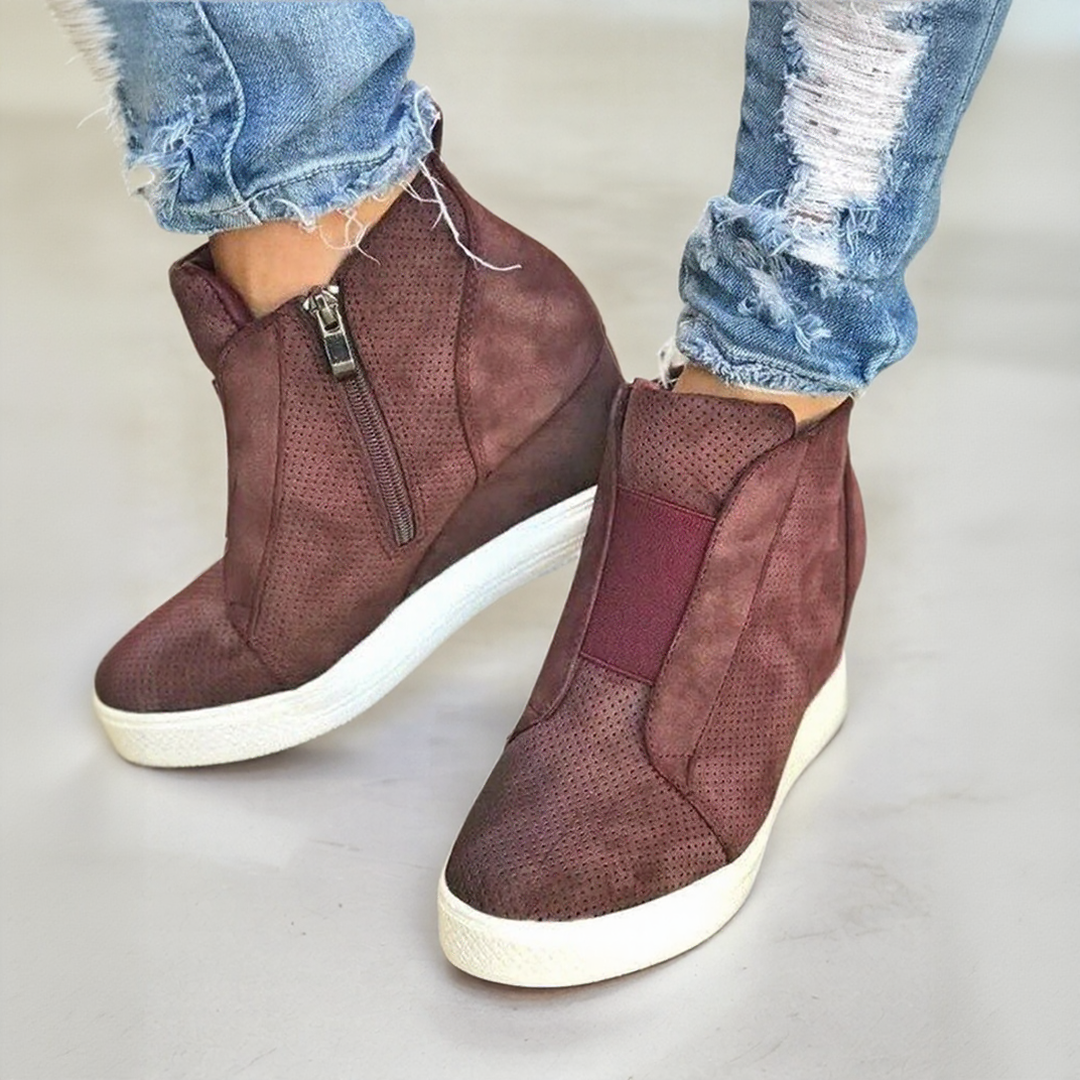 Bottines à Plateforme avec Fermeture Éclair Latérale