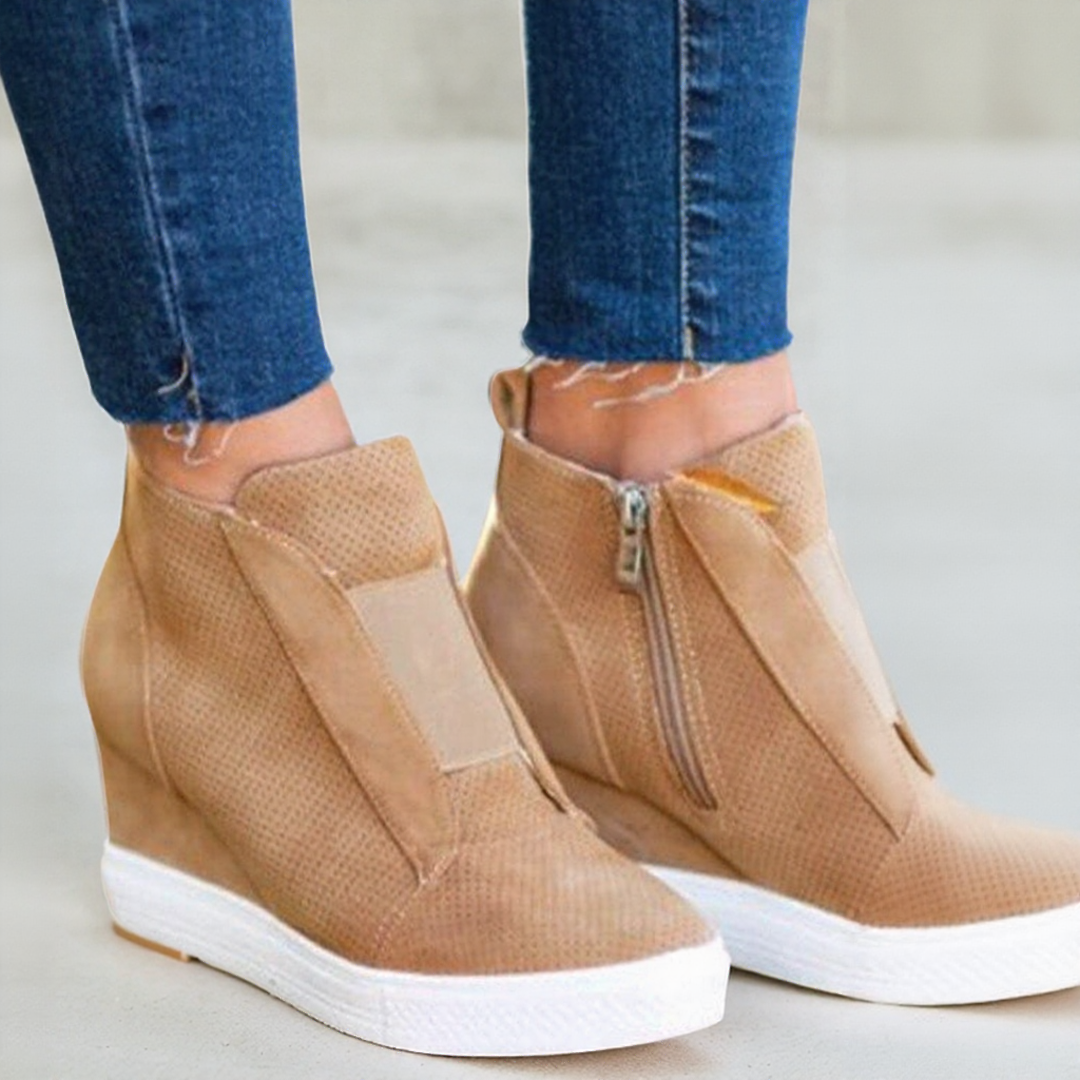 Bottines à Plateforme avec Fermeture Éclair Latérale